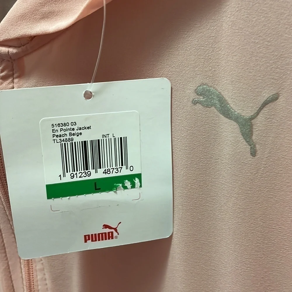 Puma En Pointe Sheer Peach Beige Jacket Size Large NWT